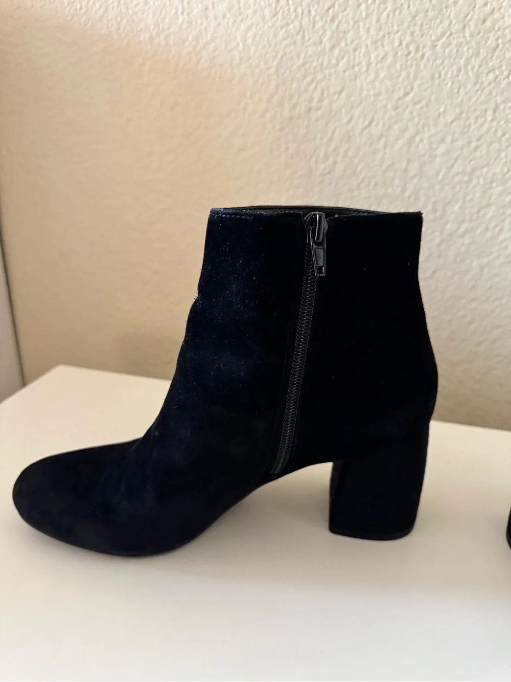 INC International Concepts Black Suede Ankle Booties with Block Heel